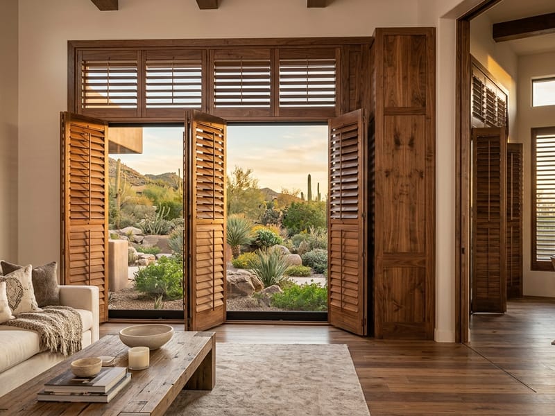 Plantation shutters in Arizona living room